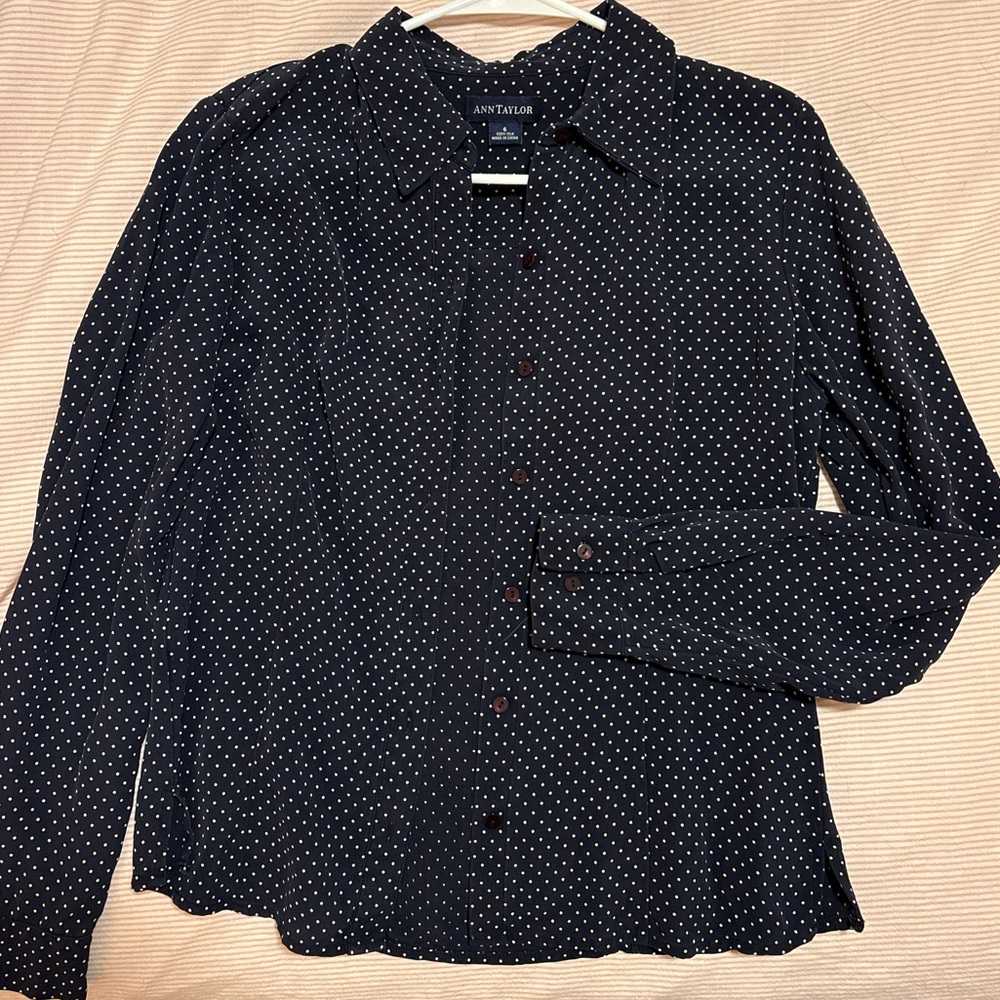 Dark Blue Polka Dot button down!